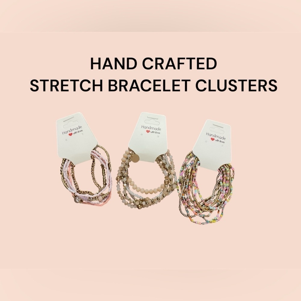 3 PACK OF HAND CRAFTED STRETCH BRACELET CLUSTERS (23 IN ALL) GREAT GIFT